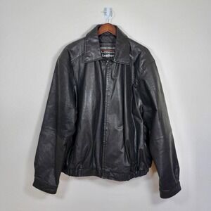 Vintage Gianni Collani Mens Genuine Leather Jacket Bomber Style Black Size 2X